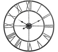 XJBTBA Garden Clock, Vintage Clock with Roman Numerals, Non-Ticking Battery Operated Metal Skeleton 40cm/16inch Decorative Clock for Home Kitchen Cafe Hotel Wall Decor Red