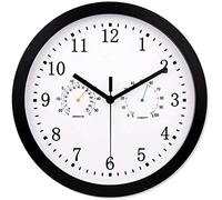 XJBTBA Garden Clocks Outdoor Waterproof, 12 Inch with Thermometer and Hygrometer Outdoor Clocks for The Garden Wall Mounted Metal Frame Copper Sleeve Pointer Outside Clock Indoor Outdoor