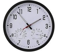 XJBTBA Garden Clocks Outdoor Waterproof, Precise Mute Ornament with Temperature and Humidity Outdoor Clocks for The Garden Wall Mounted Battery Powered Outside Clock Round 35cm B