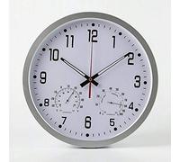 XJBTBA Garden Clocks Outdoor Waterproof, Precise Mute Ornament with Temperature and Humidity Outdoor Clocks for The Garden Wall Mounted Battery Powered Outside Clock Round 35cm B