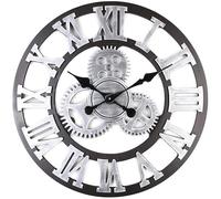 XJBTBA Garden Clocks Outdoor Waterproof, Retro Gear Quartz Silent Needleless Round Needle Outdoor Clocks for The Garden Wall Mounted Precise Roman Numerals Outside Clock Metal Round 40cm
