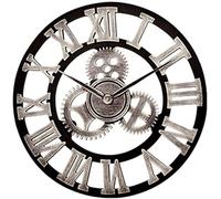 XJBTBA Garden Clocks Outdoor Waterproof, Retro Gear Quartz Silent Needleless Round Needle Outdoor Clocks for The Garden Wall Mounted Precise Roman Numerals Outside Clock Metal Round 40cm