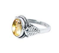 XJBTBA Genuine Citrine Quartz Ring 925 Sterling Silver Statement Ring Fine Silver Jewelry Designing Ring Yellow Gemstone Ring Best Gift Ideas For Women Citrine Ring Size N By