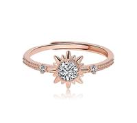 XJBTBA Gold Rings for Women 925 Sterling Silver Promise Diamond Ring Sun Ring Statement Rings Size Adjustable from F-T 1/2, Rose Gold