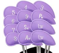 XJBTBA Golf Club Headcovers Iron Synthetic Leather Deluxe Value 12 Pcs/Set, Golf Head Covers with Number Printed Light for Men Women Fit All Irons Clubs