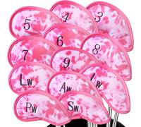 XJBTBA Golf Club Headcovers Iron Synthetic Leather Deluxe Value 12 Pcs/Set, Golf Head Covers with Number Printed Light for Men Women Fit All Irons Clubs