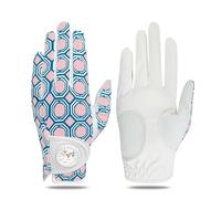 XJBTBA Golf Gloves Womens Left Hand Right Pu Leather with Marker Full Finger/Nail Colors Value Pack, Opti-Color Ladies Golf Glove Fashion Pattern Weathersof Stable-Grip for Perfect Swing