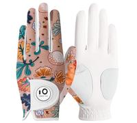 XJBTBA Golf Gloves Womens Left Hand Right Pu Leather with Marker Full Finger/Nail Colors Value Pack, Opti-Color Ladies Golf Glove Fashion Pattern Weathersof Stable-Grip for Perfect Swing