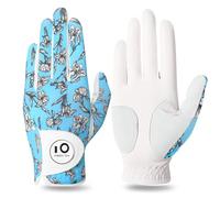 XJBTBA Golf Gloves Womens Left Hand Right Pu Leather with Marker Full Finger/Nail Colors Value Pack, Opti-Color Ladies Golf Glove Fashion Pattern Weathersof Stable-Grip for Perfect Swing