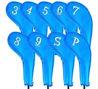 XJBTBA Golf Iron Head covers Long Neck Number 3 4 5 6 7 8 9 P S, Deluxe Club Headcovers Zippered for Left Right Handed Golfer Color Blue Black Hot Pink Fit Iron Clubs