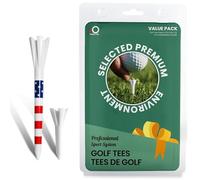 XJBTBA Golf Tees Plastic USA Flag 60 Long Tees 3 1/4 Inch and 40 More Short Tees 1 1/2 Inch with Golf Tee Gift Box, Easy to Find 5-Prong Claws Tall Driving Range Tee