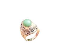 XJBTBA Green Jade Stone 925 Sterling Silver Ring Stacking Green Stone Ring Wedding Gift Jewelry For Women