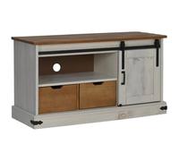 XJBTBA HALDEN TV Cabinet - Grey Sli Door, Solid Pine Wood, 110x40x60 cm - Versatile Console for Living Room, Bedroom, Hallway
