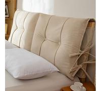 XJBTBA Headboard Pillow, Removable Washable Bed Headboard Cover Protector with Ties, All-Inclusive Headboard Cover Anti-Collision, Back Support Bolster Cushion for Sitting in Bed (Beige,70.9x23.6x4