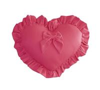 XJBTBA Heart Cushion with Cover Included, 15.7"x 19.7" Ruffled Heart Shaped Throw Pillow with Bow, Cute Decorative Pillow for Sofa, Bed, Living Room, Valentines Day Wedding Decor Gift (Pink,1 Pack)
