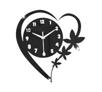 XJBTBA Heart Shaped Flower Decorative Unique Silent Creative Clock, Wall Art Studio Suitable for Kitchen, Living Room or Office(Black)