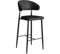 XJBTBA High Bar Stools Upholstered Faux Leather Chairs with Metal Legs Amp Footrest Ideal for Counters Home bar-s and(Black,65cm/25.6in)