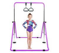 XJBTBA Horizontal Bar Gymnastics Garden Home Reck Stretching Folding Value Gift Set,Expandable Gym Training Bar Equipment Adjustable Height for Boys Girls Color Pink Blue fit Fitness Outdoor Indooor
