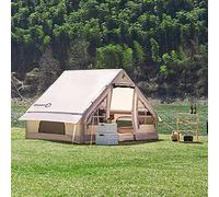 XJBTBA Inflatable 3-5 Person Big Outdoor, Large Tents, Not Required Pole in Seconds, Easy Set Up, Canvas Bell Tent for Family Camping Hiking, 300X210X200cm