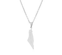 XJBTBA Israel Palestine Map Necklace - Ethnic Letter Geometric Men and Women Couple Pendant Patriotic Flag Hip Hop Charm Jewelry for Commemorate Gift,Silver,50Cm/19.6 in