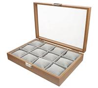 XJBTBA Jewelry Storage Box 12-Slot Watch Case Wooden Watch Box Display Tray with Pillow (Color : A, Size : One Size) (A One Size)