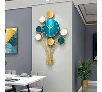 XJBTBA Large Blue Metal Wall Clock - 3D Silent Design, Modern Mid-Century Decorative Wall Art for Home or Office, Adds Elegance and Style to Any Space