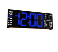 XJBTBA Large Digital Countdown Timer With Remote Control, Alarm Temperature Wall Clock Office Tools, 16 Inches Suitable for kitchen, living room or office(Blue White)