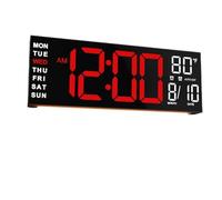 XJBTBA Large Digital Countdown Timer With Remote Control, Alarm Temperature Wall Clock Office Tools, 16 Inches Suitable for kitchen, living room or office(Red White)