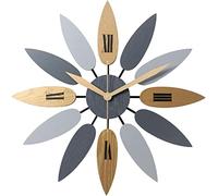 XJBTBA Large Farmhouse Wall Clock, Leaf Shape Creative Style Decoration Non-Ticking Silent Wall Clocks for Bedroom (20.5 inch/52 cm)