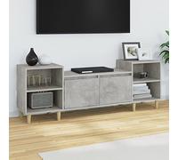 XJBTBA Large TV Stand Cabinet Unit with 2 Doors, 160cm Under TV Desk Sideboard with Storage Cubes for Entertainment Living Room Furniture, Grey, Wood Leg