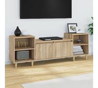 XJBTBA Large TV Stand Cabinet Unit with 2 Doors, 160cm Under TV Desk Sideboard with Storage Cubes for Entertainment Living Room Furniture, Brown, Wood Leg