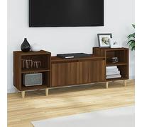 XJBTBA Large TV Stand Cabinet Unit with 2 Doors, 160cm Under TV Desk Sideboard with Storage Cubes for Entertainment Living Room Furniture, Brown Oak, Wood Leg