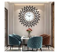 XJBTBA Large Wall Clock Metal Decorative Big Clocks, Diamond Jeweled Wall Clock Crystal 3D Sunburst For60cm/23.6inch