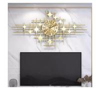 XJBTBA Large Wall Clock Metal Decorative Big Clocks, Wall Clock, Silent Movement Wall Clock, Battery Operated, Gold Star Quartz Clocks, for Decorating The TV Background Wall in The