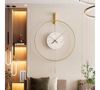 XJBTBA Large Wall Clocks Decor Silent Big Metal Wall Clock Non Ticking Battery Operated Quartz Pendulum Clock for Living Room, Office, Home, Bathroom, Kitchen, Bedroom, School,White,53cm (White 53cm)