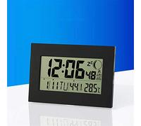 XJBTBA LCD Digital Table Desktop Clocks for Living Room Decor House with A Clock in The Wall Dual Alarm Temperature Snooze,Black(Black)