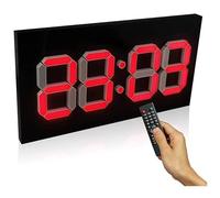 XJBTBA LED Digital Wall Large Numbers Clock with Remote Control Thermometer, Calendar, Snooze, Alarm, Countdown, Hours/Minutes,RedLight(Redlight)