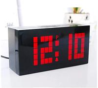 XJBTBA Led Electronic Plaid Alarm Multi-Function Remote Control Digital Timer, Silent Luminous Smart Clock, Temperature Wall Clocks,4b7s Blue Light(4b5s red Light)