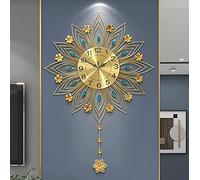 XJBTBA Lightweight Luxury Wall Clock, Flower Blossom Decoration Wall Clock, Metal Silent Wall Clock, High Temperature Colour, No Fading, Gold Small 42 x 62 cm