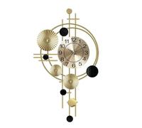 XJBTBA Living Room Clock Silent Gold Metal Wall Mounted Home Decoration