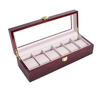 XJBTBA Luxury Wooden Watch Box Watch Holder Box for Watches Men Glass Cover Jewelry Organizer Box Multi-Slot Watch Organizer,red Watch Display Organizer Box (Color : 12 Slots) (6 Slots)