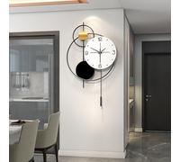 XJBTBA Modern Elegant White Face Pendulum Wall Clock 37x62cm - Silent Black Frame Timepiece For Home Or Office Decor