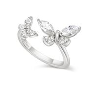 XJBTBA Moissanite Flower Pretty Open Rings for Women, Adjustable Ring, Solid 925 Sterling Silver with Rhodium/Yellow Gold Plated, Stackable Ring, Birthday Anniversary Valentines Jewellery
