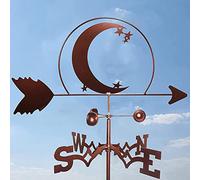 XJBTBA Moon Weather Vane, Iron Weathervane Wind Direction Indicator Farm Retro Scene Garden Wind Vane Garden Yard Decoration Measuring Tool Easy Use and Install
