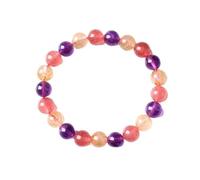 XJBTBA Natural Colorful Amethyst Rutilated Red Strawberry Quartz Crystal Clear Round Beads Women Bracelet 7-10mm