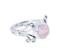 XJBTBA Natural Rose Quartz Ring Solid 925 Sterling Silver Ring For Women Midi Finger Ring Valentine Purposal Gift For Her October Birthstone Ring Size P By