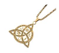 XJBTBA New 2025 Arrival Celtic Trinity Knot Stainless Steel Pendant Wiccan Witch Knot Moon Star Necklace For Women Retro Lucky With For You Accessories Trendy Creative Gift