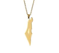 XJBTBA New 2025 Arrival Map Of Israel Pendant Necklace Irregular Stainless Steel Geometric Pattern Necklace Valentine's Day Gift For Women With For You Accessories Trendy Creative Gift