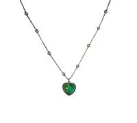 XJBTBA New 2025 Mood Necklace Color Change Emotion Feeling Control Heart Pendant Metal Chain Her Decoration Jewelry Commemorative With You Accessories Trendy Creative Best For Gift