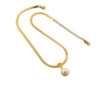 XJBTBA New 316L Stainless Steel Fashion Upscale Minimalism Pearl Charms Snake Bone Chain Choker Necklaces & Pendants Women Decoration Jewelry Commemorative Trendy Best For Gift